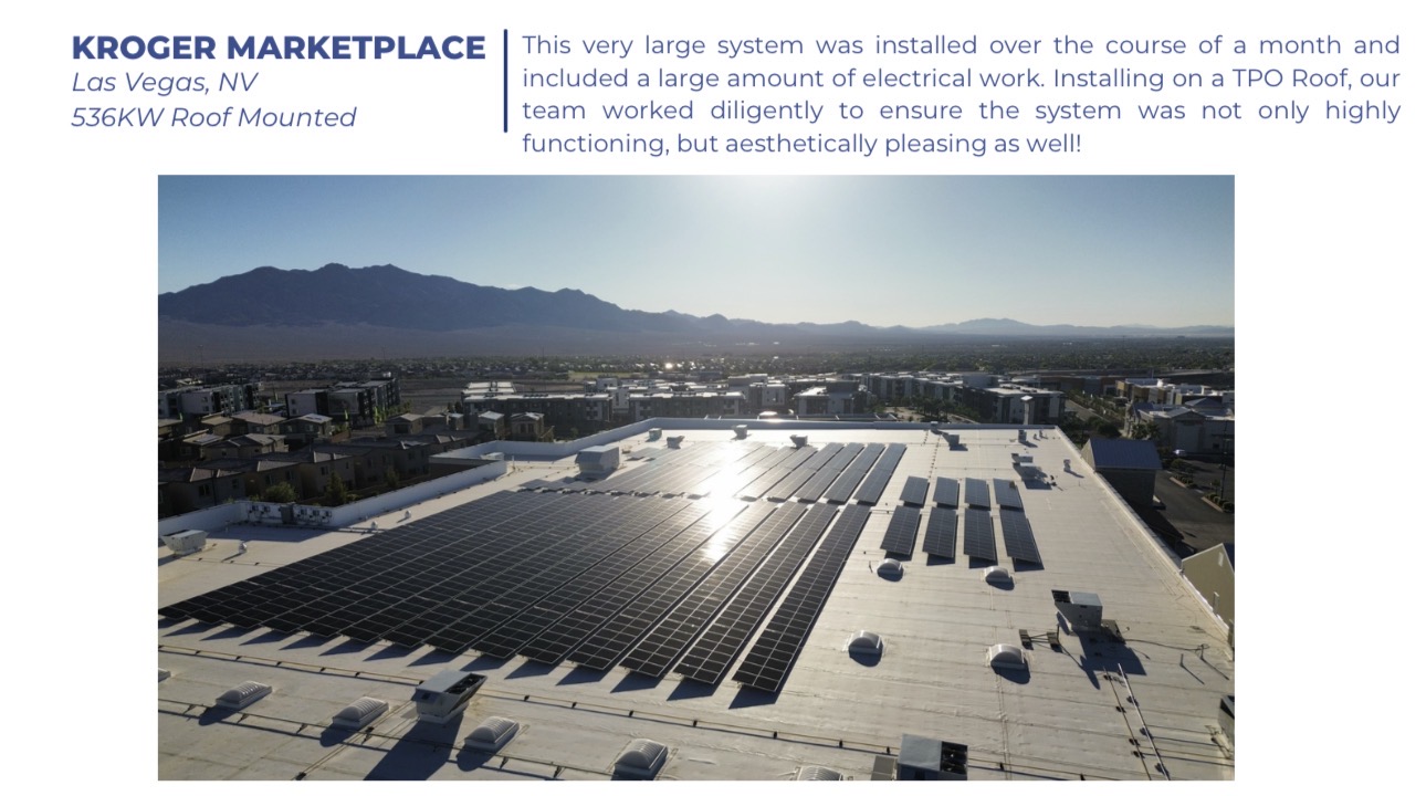 Kroger Marketplace solar installation - 536KW roof mounted